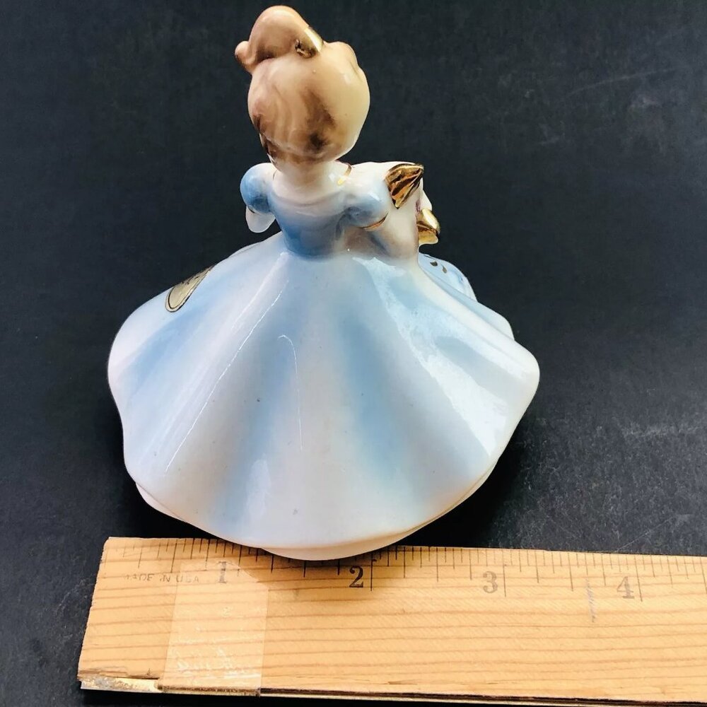 Vintage Josef Originals Blue Dress Girl Doll Figurine April Birthstone Birthday - Picture 4 of 8